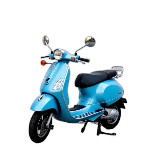 3d render, photorealistic, blue, scooter transparent PNG cut-out