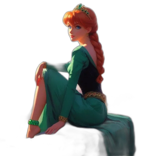 dress, crown, jewelry, staff transparent PNG cut-out