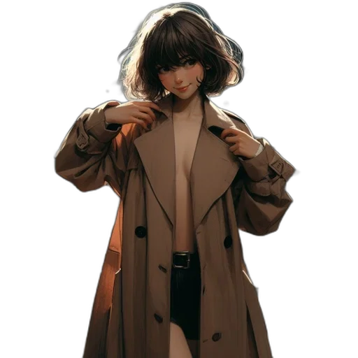 jacket, dress, umbrella, staff transparent PNG cut-out