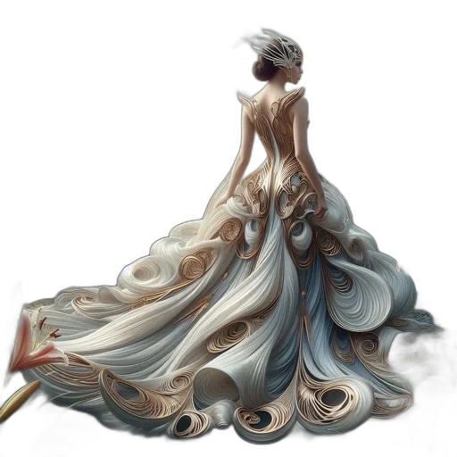 dress, crown, jewelry, staff transparent PNG cut-out