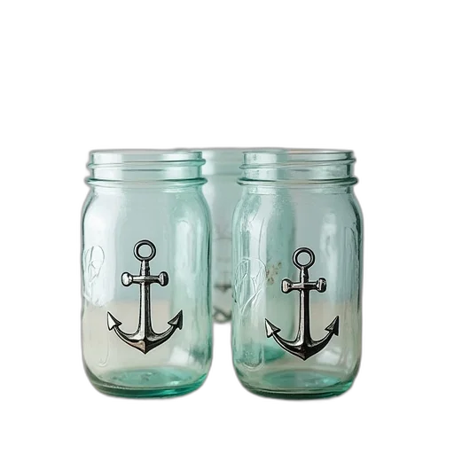 anchor, mason, jars, set transparent PNG cut-out