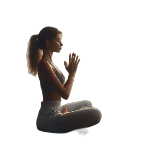 woman, sits, beach, meditating transparent PNG cut-out