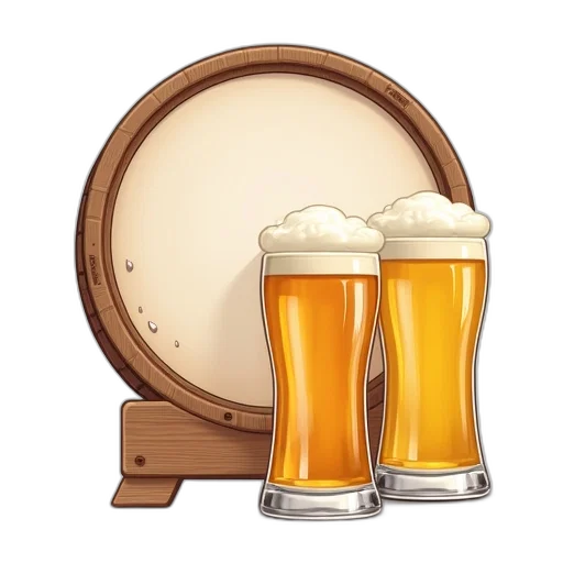 wooden, barrel, icon, two transparent PNG cut-out