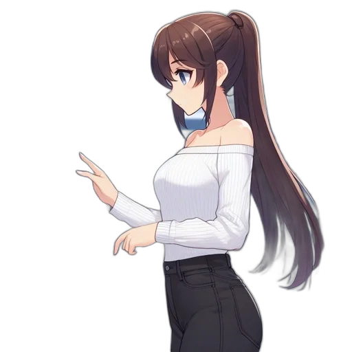 dress, staff, jacket, hair transparent PNG cut-out