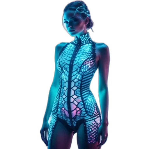 dress, robot, cyberpunk, 3d render transparent PNG cut-out