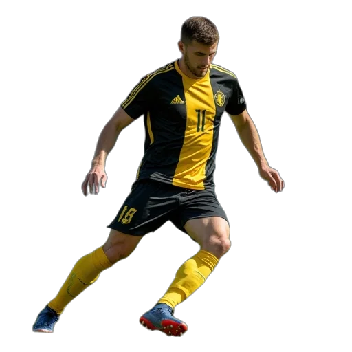 photorealistic, soccer, player, black transparent PNG cut-out