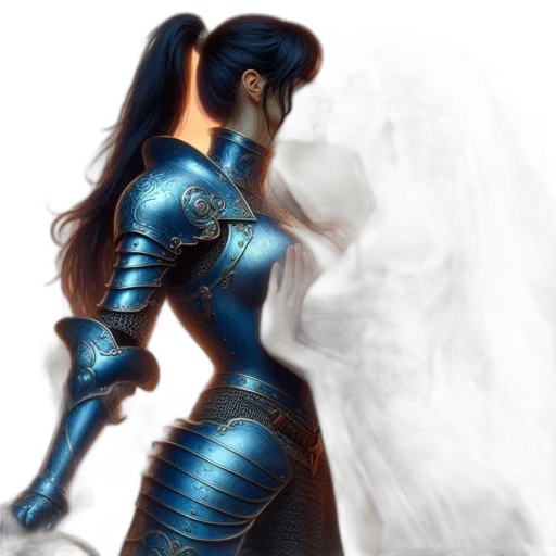 robot, sword, dress, fantasy art transparent PNG cut-out
