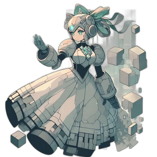 dress, robot, weapon, staff transparent PNG cut-out