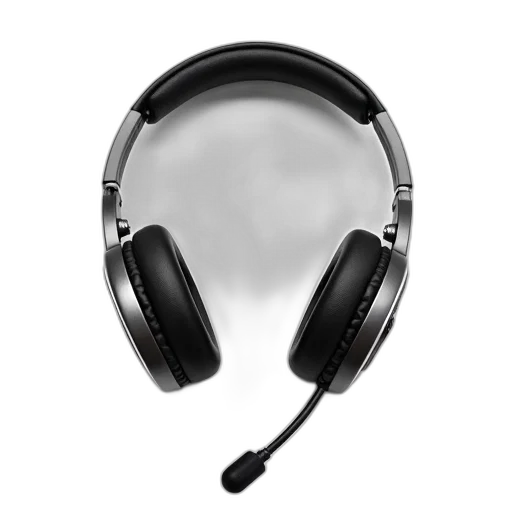 black, silver, computer, headset transparent PNG cut-out