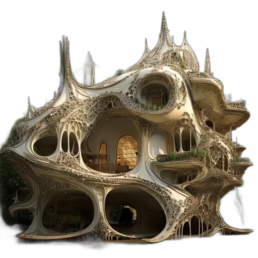 building, crown, mask, 3d render transparent PNG cut-out