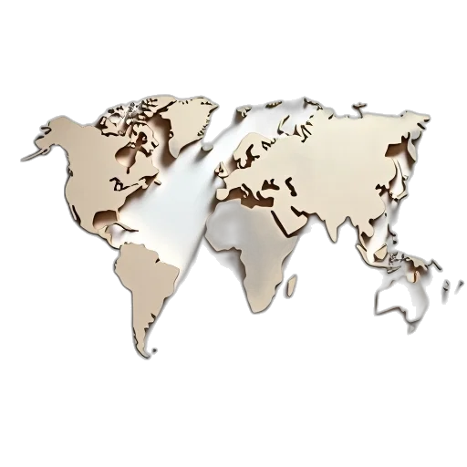 3d render, earth tones, paper, world transparent PNG cut-out