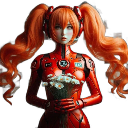 robot, concept art, 3d render, anime transparent PNG cut-out