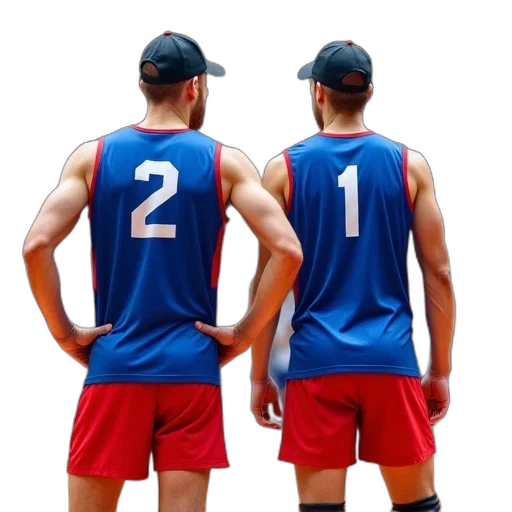 two, male, volleyball, players transparent PNG cut-out