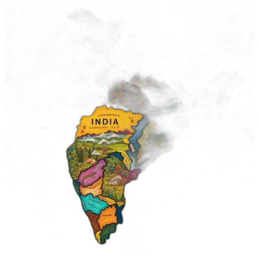 concept art, vibrant, map, india transparent PNG cut-out