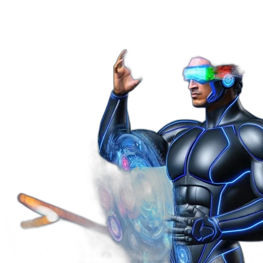 robot, concept art, 3d render, vaporwave transparent PNG cut-out