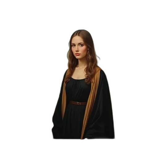dress, jacket, staff, hair transparent PNG cut-out