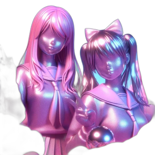 3d render, concept art, vaporwave, anime transparent PNG cut-out