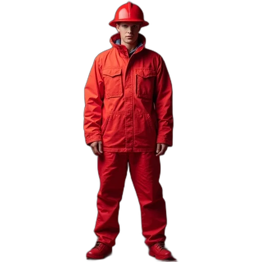 jacket, staff, hat, red transparent PNG cut-out