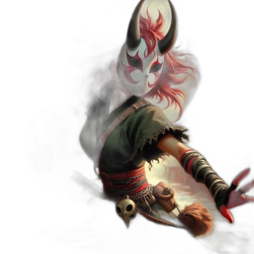 mask, dragon, creature, staff transparent PNG cut-out