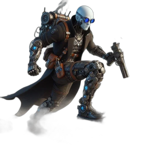 robot, weapon, concept art, cyberpunk transparent PNG cut-out