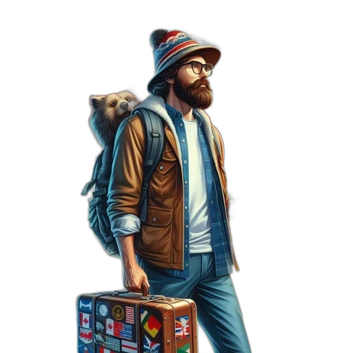 jacket, hat, staff, concept art transparent PNG cut-out