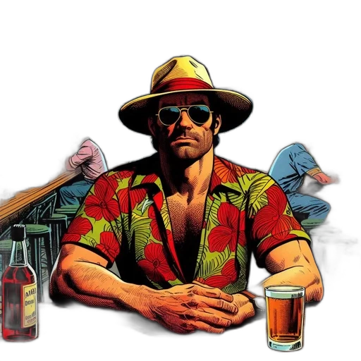 jacket, hat, comic book art, concept art transparent PNG cut-out