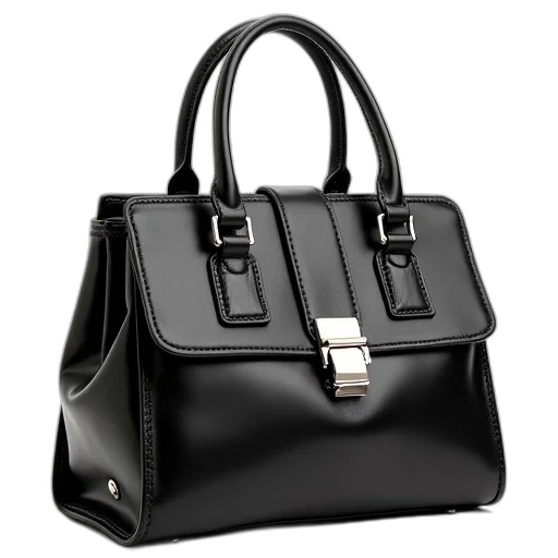 monochrome, black, leather, satchel transparent PNG cut-out