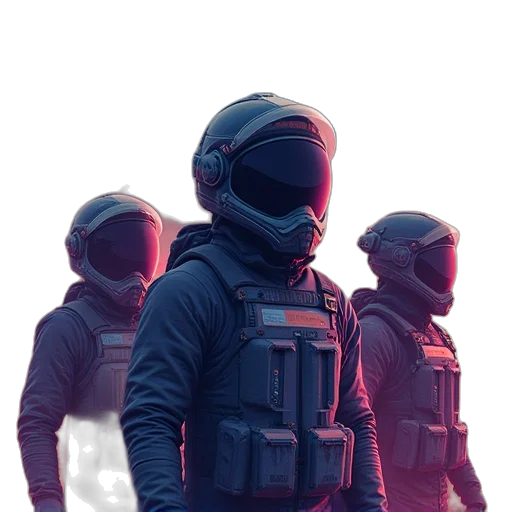 jacket, mask, weapon, staff transparent PNG cut-out