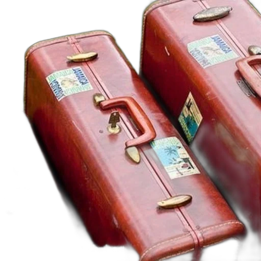 three, vintage, red, suitcases transparent PNG cut-out