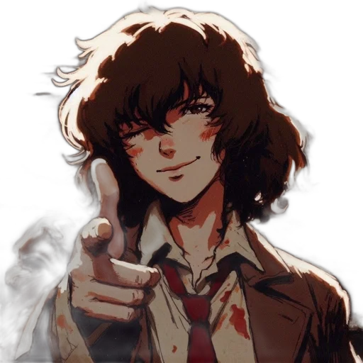 face, jacket, weapon, staff transparent PNG cut-out