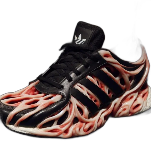 shoes, 3d render, cyberpunk, photorealistic transparent PNG cut-out