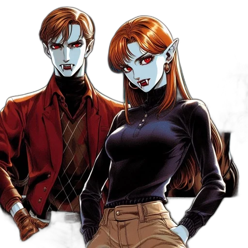 comic book art, concept art, two, supernatural transparent PNG cut-out