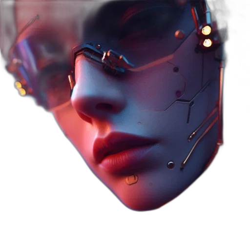 robot, face, mask, cyberpunk transparent PNG cut-out