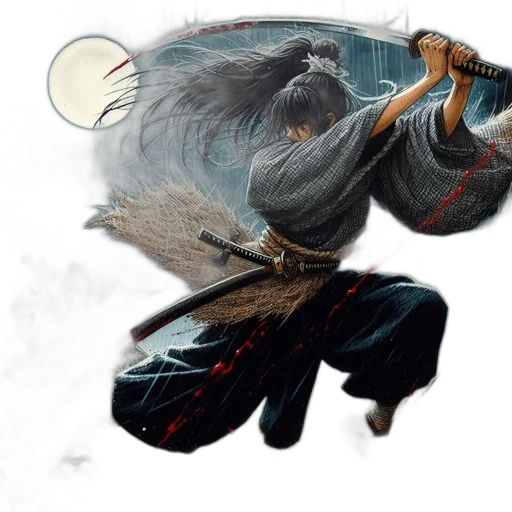 dragon, hair, mask, sword transparent PNG cut-out