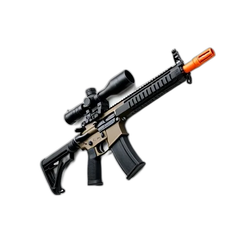 weapon, 3d render, black, silver transparent PNG cut-out