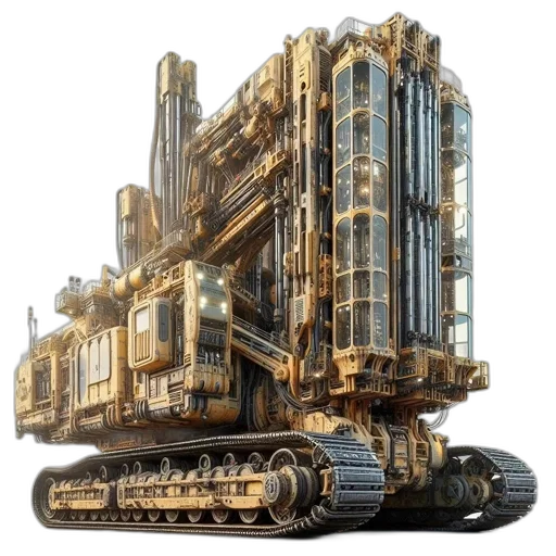 robot, car, weapon, building transparent PNG cut-out