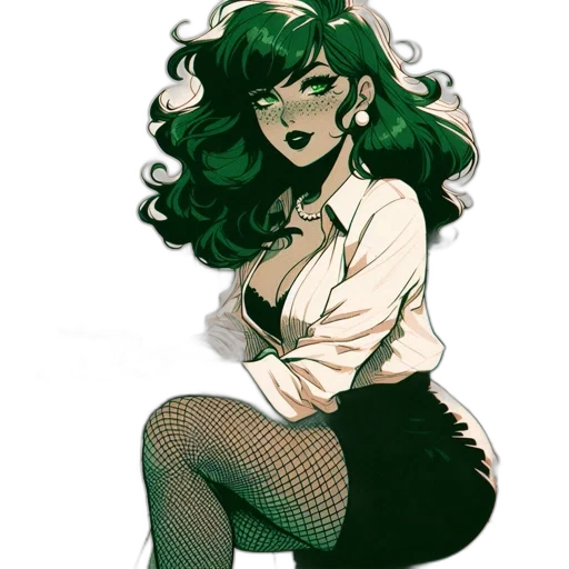 dress, staff, hair, comic book art transparent PNG cut-out