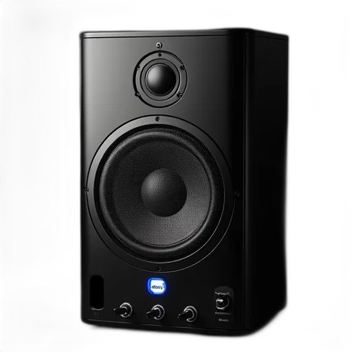 3d render, black, speaker, circular transparent PNG cut-out