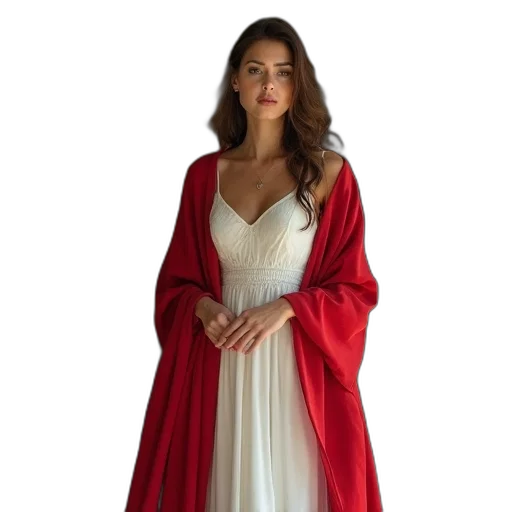dress, staff, jewelry, red transparent PNG cut-out