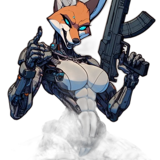 robot, weapon, concept art, cyberpunk transparent PNG cut-out