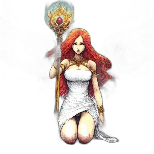 staff, dress, jewelry, fantasy art transparent PNG cut-out