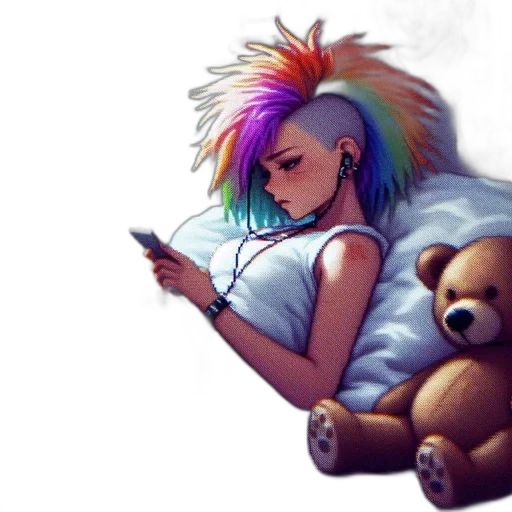 concept art, cyberpunk, watercolor, fantasy art transparent PNG cut-out
