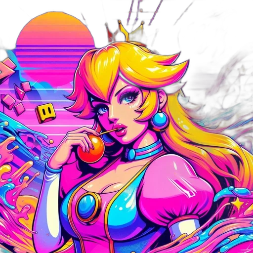 vaporwave, pixel art, concept art, anime transparent PNG cut-out