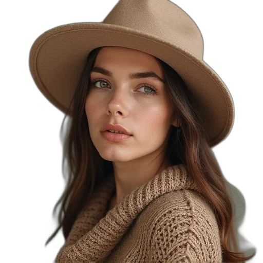 hat, jacket, face, jewelry transparent PNG cut-out