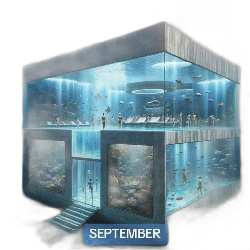 concept art, 3d render, underwater, blue transparent PNG cut-out