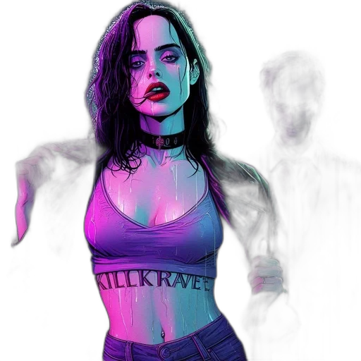 creature, dress, comic book art, cyberpunk transparent PNG cut-out