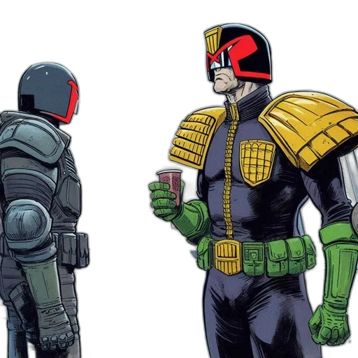 comic book art, concept art, two, armored transparent PNG cut-out
