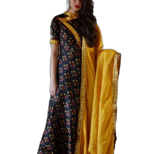 dress, golden, woman, traditional transparent PNG cut-out