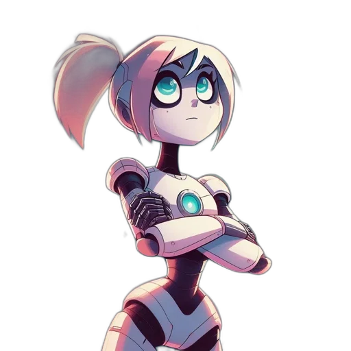 robot, staff, concept art, cartoon transparent PNG cut-out