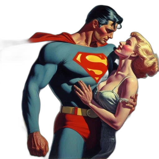 comic book art, concept art, underwater, superman transparent PNG cut-out